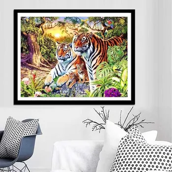 2023 Новый стиль, полный Алмазный тигр, Король джунглей, 5d Алмазная живопись, ручная паста, вышивка крестиком с животными, ручное украшение для домашнего декора 2023  5