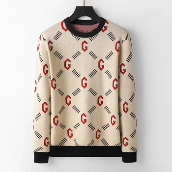 Осенне-зимний свитер Gotoola 2023, мужской модный пуловер с круглым вырезом, кашемировый свитер, молодежный модный повседневный пуловер  5