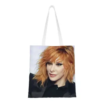 Сшитая на заказ симпатичная холщовая сумка для покупок Милен Фармер, женские многоразовые сумки для покупок French Singer  10