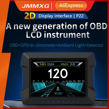 JMMXG Автомобильный Hud Головной Дисплей OBD2 GPS Двухсистемный Головной Дисплей Спидометр Инклинометр С Сигнализацией Превышения Скорости и OBD Диагностикой  2