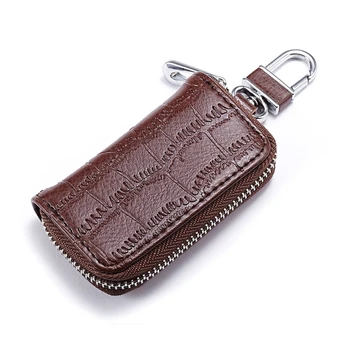 Органайзер для ключей на молнии, органайзер для монет, кошелек, сумка для автомобильного брелка, модный кожаный автомобильный держатель, текстура сумки R2LC  10