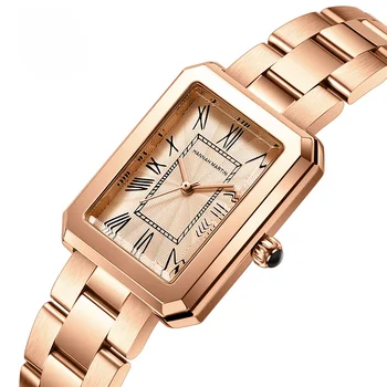 Модные роскошные женские часы Дизайнерский бренд Кварцевые наручные часы Женские качественные женские часы Розово-золотые часы Элегантные часы для платья  4