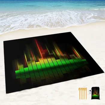 Пляжное одеяло, защищенное от песка, большой водонепроницаемый пляжный коврик с креативным музыкальным рисунком, Быстросохнущее, прочное одеяло для пикника в походе  5
