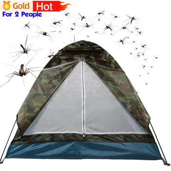 Палатка для кемпинга на 2 человека, портативная защита от комаров, Защита от ультрафиолета, Камуфляжный цвет, Уличная пляжная рыбалка, сверхлегкая палатка для кемпинга  5
