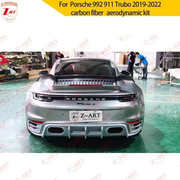 Обвес из углеродного волокна Z-ART для Porsche 911 992 Аксессуары для ремонта автомобиля Обновленные обвесы для переднего бампера и заднего диффузора  5