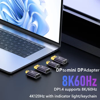 Конвертер данных DP1.4 в Mini DP 8K 60Hz Mini Adapter 4K 120HZ Режим Двойного Проекционного Экрана Plug and Play для Компьютерных Мониторов ПК  10