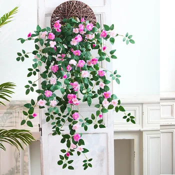Искусственная Роза из ротанга длиной 1 м, Настенное украшение из ротанга, украшение для дома, Имитирующее зеленые растения из ротанга  5
