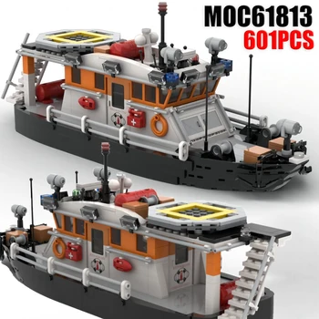 MOC Военный патрульный корабль береговой охраны, Набор строительных блоков, круизный катер спецназа, Поисково-спасательное судно, Кирпичи, игрушки для сборки, подарок для мальчиков  5