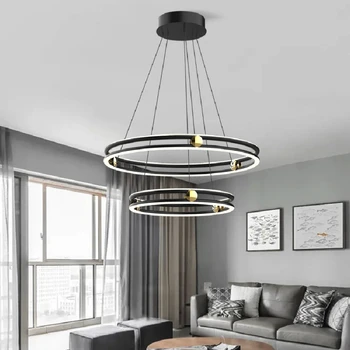 Современная потолочная люстра, подвесной светильник для гостиной, домашний декор, креативный дизайн, регулируемый круглый подвесной светильник  0