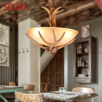 Современная люстра из оленьих рогов SOURA LED, креативный стеклянный подвесной светильник в стиле ретро, светильники для дома, столовой, спальни, кафе  5