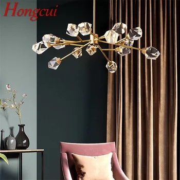 Современная люстра Hongcui из латуни, светодиодные хрустальные светильники класса Люкс, декоративные для дома, гостиной, столовой, спальни  5