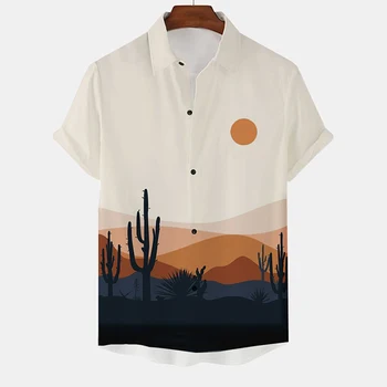 2023 Летние мужские рубашки Коллекция Desert Cactus 3D Цифровая печать Поло с коротким рукавом Мода и комфорт  2
