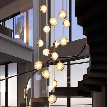 Современная Светодиодная Хрустальная Лестничная Люстра Luxury Cristal Indoor Подвесной Светильник Creative Gold Hallway Lustre Для Гостиной  5