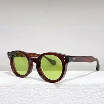 Японские солнцезащитные очки tvr Series 2 винно-красного цвета круглого типа для мужчин и женщин Классического винтажного дизайна, Ацетатные солнечные очки ручной работы  5