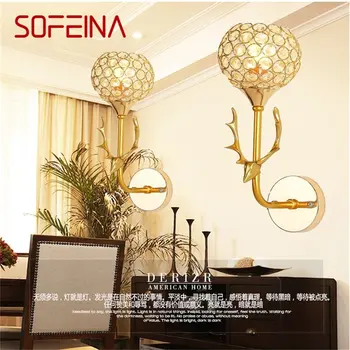 Настенные светильники SOFEINA, современные креативные светодиодные золотые бра, хрустальные светильники для дома, спальни.  5
