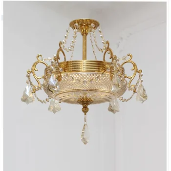 Люстра Светодиодная Художественная Подвесная лампа Потолочный светильник Современная медная спальня в европейском стиле, гостиная лампа, размеры в помещении D42cm D52cm, Свеча  5