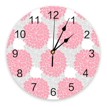 Текстура розового цветка Гортензии Настенные часы для спальни Большие Современные кухонные обеденные Круглые настенные часы Часы для гостиной Домашний декор  5