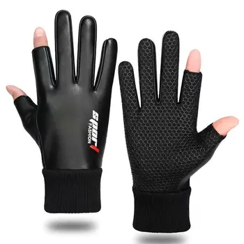 Мужская фотографическая тепловая перчатка с сенсорным экраном, откидывающаяся на половину пальца, лыжные тепловые перчатки, Зимние перчатки для велоспорта и рыбалки на открытом воздухе  3