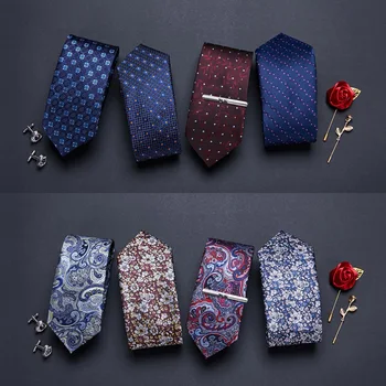 Новый дизайн мужских галстуков с принтом для мужчин, галстуки длиной 7,5 см, свадебные галстуки Gravatas из полиэстера и жаккарда, подходящие для рабочего места  5