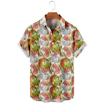 Гавайская рубашка для мужчин, летняя модная одежда оверсайз, футболка для мужчин, короткий рукав, Y2k, винтажный пляж, Харадзюку, 5  5