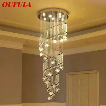 OUFULA Современная Роскошная Хрустальная Подвесная лампа LED Винтажная Креативная Вилла-Люстра для дома, гостиной, лестницы  5