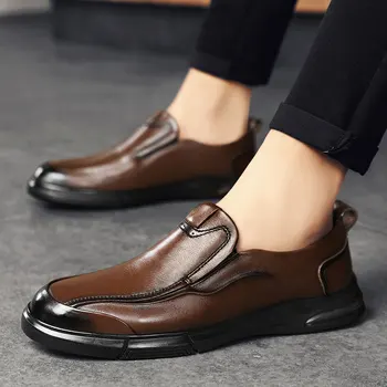 Мужская черная обувь, мужские модельные туфли, Лоферы, Итальянская повседневная обувь из натуральной кожи для мужчин, модный тренд, Роскошный Летний Стильный Мужской стиль Хиппи  10