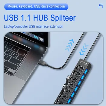 7-портовый USB-разветвитель для ноутбука, настольный компьютер, расширитель, многофункциональный концентратор, Независимый концентратор, переключатель One Drag Seven  2