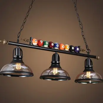 Винтажная люстра-3 лампы, Подвесной светильник из легкого металла со стеклянным абажуром для специального бильярдного шара, кофейный бар, Промышленный  5