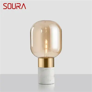 Настольная лампа SOURA Postmodern в скандинавском стиле с простым креативным дизайном, светодиодный мраморный настольный светильник для декора комнаты, спальни  5