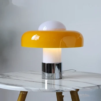 минималистичная креативная оранжевая настольная лампа детская комната Современная гостиная спальня прикроватная грибовидная лампа декор настольных ламп светильники  5