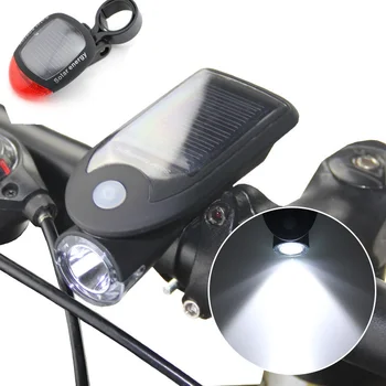 USB Перезаряжаемый светодиодный велосипед на солнечной энергии передний фонарь MTB Велосипедная фара Лампа заднего фонаря на солнечной энергии Задний фонарь  0