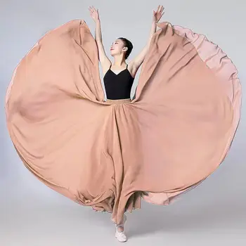 Шифоновая юбка 720 градусов, балетные костюмы для танца живота, женские цыганские двухслойные длинные юбки, одежда для занятий танцами, юбки для выступлений на сцене  5
