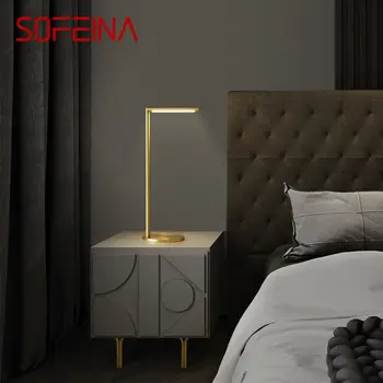 Современная латунная настольная лампа SOFEINA LED 3 цвета Креативный Простой Золотой Настольный светильник Медь Для домашнего кабинета Прикроватная тумбочка в спальне  5