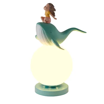 Прикроватная лампа для детской спальни, креативный мультяшный кит для девочек и мальчиков, декоративная настольная лампа с затемнением, настольная лампа  3