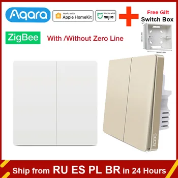 Настенный Выключатель ZigBee Aqara Wireless Switch Key Smart home Zero Line Противопожарный Провод Выключатель Света Пульт Дистанционного Управления Для Mijia APP Homekit  4