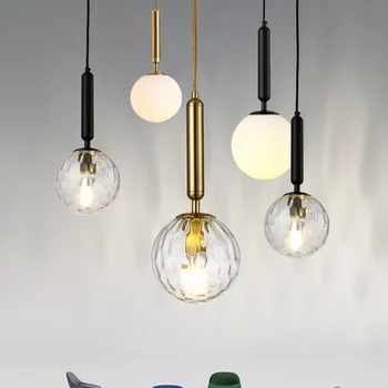 Современный подвесной светильник с абажуром из стеклянного шара, подвесные светильники для столовой, спальни, подвесной светильник, внутреннее декоративное освещение  5