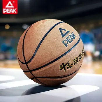 Профессиональный баскетбольный мяч PEAK Adult Real Game из натуральной воловьей кожи, на ощупь настоящая уличная замша, 7 износостойких баскетбольных мячей  10