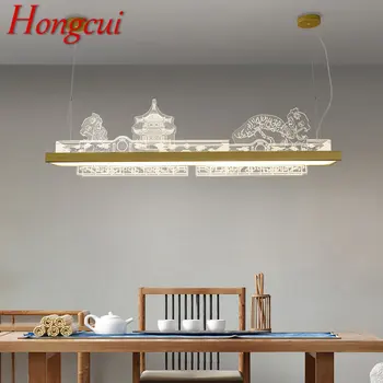 Современная подвесная люстра Hongcui LED 3 цвета из китайского золота, роскошные креативные подвесные светильники для столовой, чайного домика  5