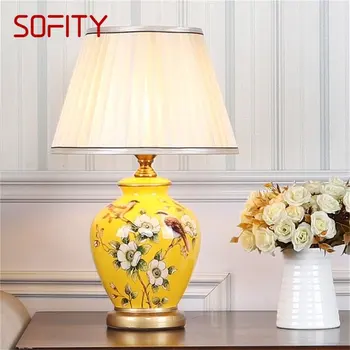 Керамические Настольные Лампы SOFITY Copper Modern Luxury Pattern Desk Light LED Besjdes Для Домашней Спальни  5
