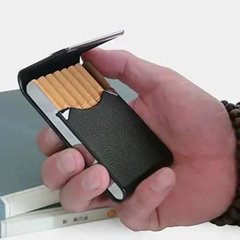 Классический Кожаный портсигар обычного размера, карманный держатель для сигарет, для хранения 7 Аксессуаров для курения обычного размера  5