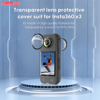 Защита объектива STARTRC для аксессуаров Insta360 X3 Прозрачный протектор, зеркальная защитная крышка, Детали камеры от царапин  5