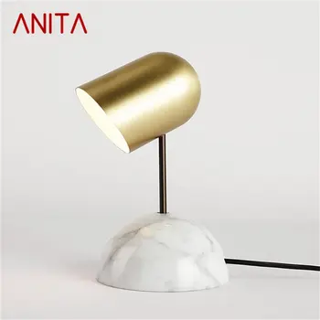 Современная настольная лампа ANITA, простая модная мраморная настольная лампа, светодиодная для домашней спальни, гостиной отеля, декоративная  5