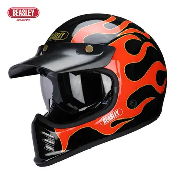 Мотоциклетный Шлем Beasley DOT ECE ectric Шлем Универсальный Шлем с Огненным Узором для Мужчин и Женщин Всесезонный полнолицевой шлем  4
