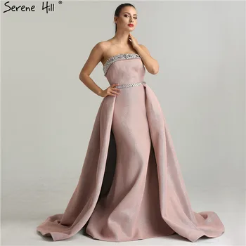 Роскошные тонкие сексуальные вечерние платья Русалки от дубайского дизайнера розового цвета, расшитые бисером, Винтажные вечерние платья высокого класса, реальное фото LA6339 2023  5