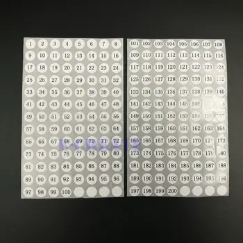 10 комплектов липких нумерованных этикеток От 1 до 200 Белых и круглых 0,39-дюймовых наклеек с круглыми номерами  2