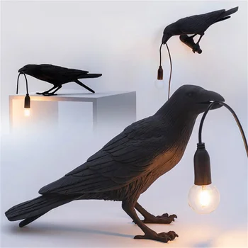 Черная смола Lucky Bird Crow Настенный светильник E14 Led Настольная лампа Ночник Прикроватная тумбочка для спальни, настенный светильник для гостиной, украшение дома  5
