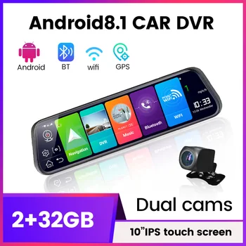 умное зеркало автомобиля Android 8.1 4G Автомобильная Камера Заднего вида 10 ”ADAS DVR Dash Cam Автоматический Видеомагнитофон автомобильная камера GPS  5