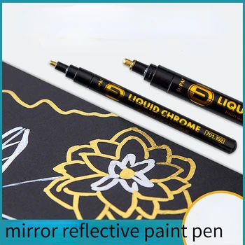 2шт Жидкометаллическая Хромированная Зеркальная Светоотражающая ручка для рисования, водонепроницаемая и не выцветающая, Креативный Золотой маркер 