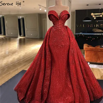 Красное Дорогое Роскошное Вечернее Платье С Блестками в Дубае С Открытыми Плечами, Сексуальные Вечерние Платья 2023 Serene Hill HM66578  5
