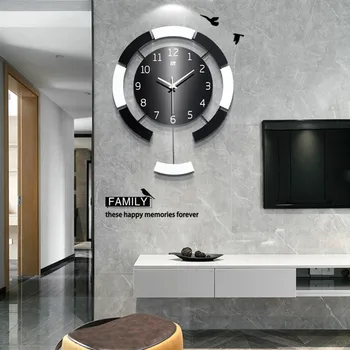 Большие Настенные часы 60x50 см в скандинавском стиле, современный Дизайн, Деревянные Настенные Часы для гостиной, Бесшумные Подвесные Часы для домашнего декора.  5
